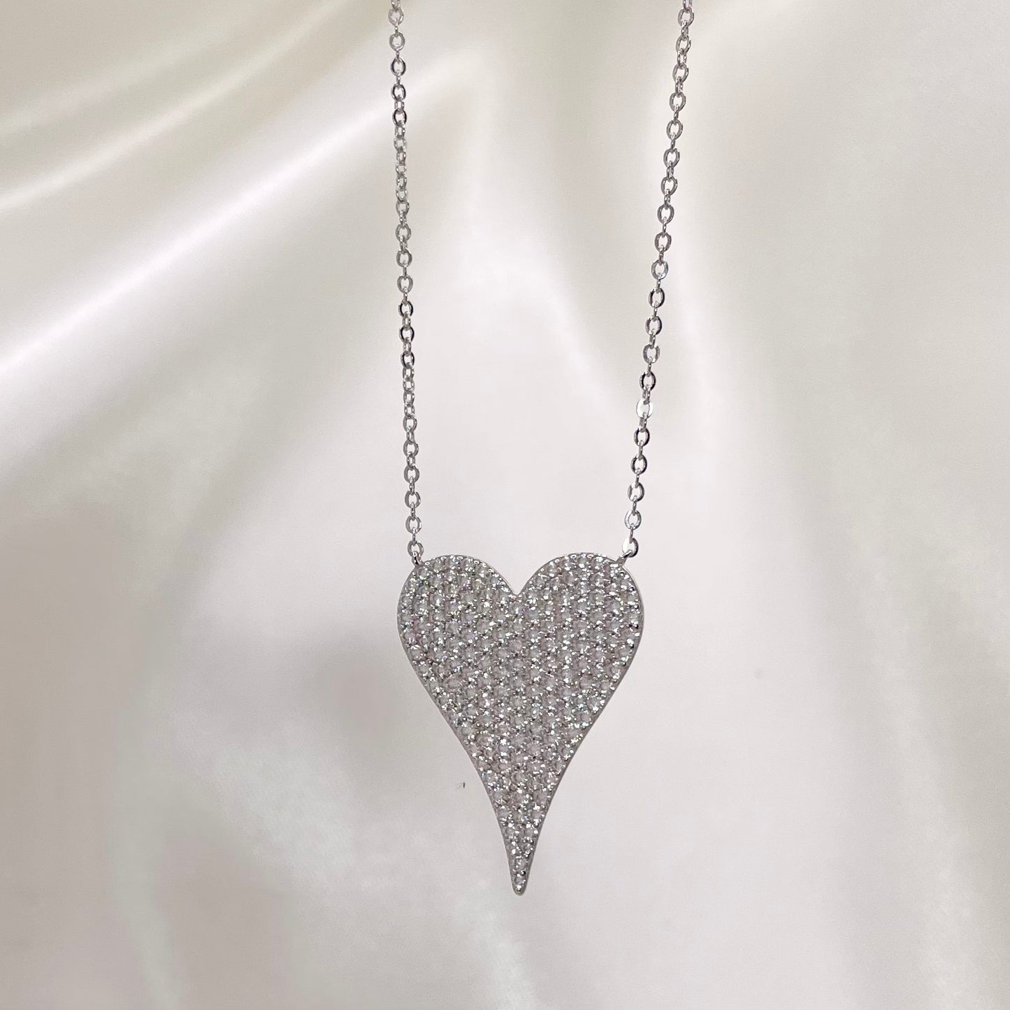 "BIG DROP HEART" SILVER/GOLD NECKLACE