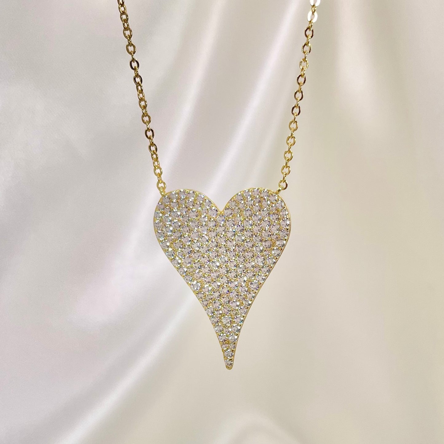 "BIG DROP HEART" SILVER/GOLD NECKLACE