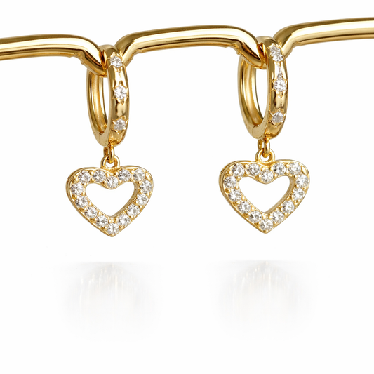 “Amore Hearts” Gold Hoop Earrings