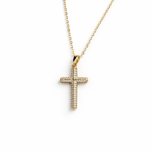 "LUMINOUS CROSS" GOLD NECKLACE