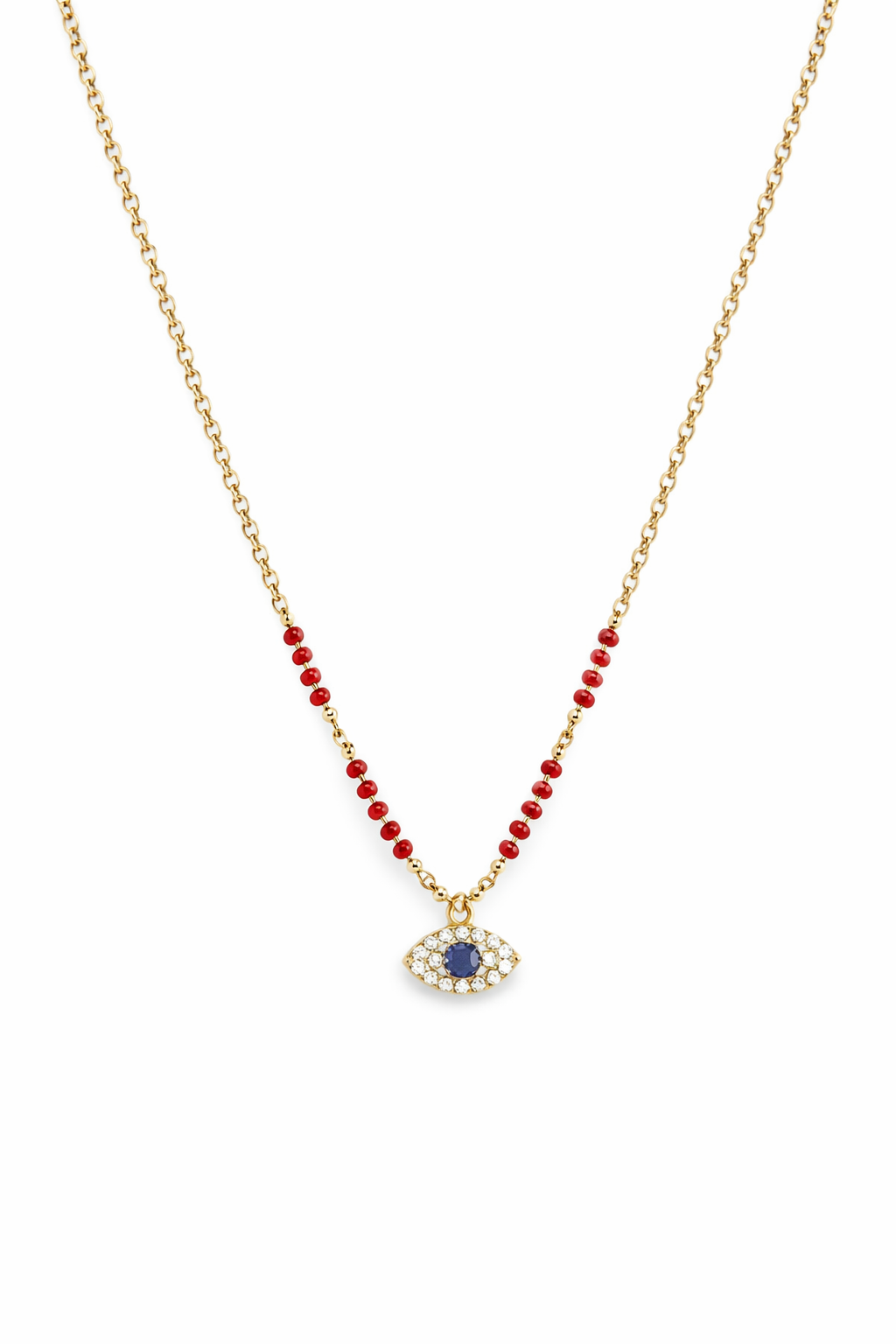 "COLORFUL EVIL EYE" GOLD NECKLACE