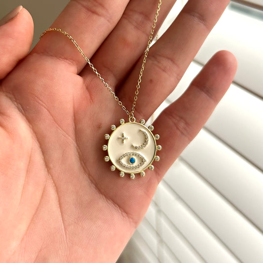 "MYSTIC SHIELD" SILVER/GOLD NECKLACE