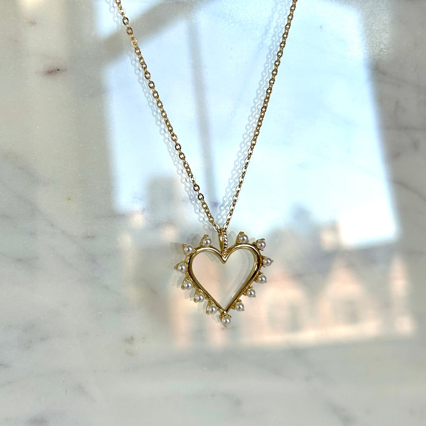 "HEART OF PEARLS" GOLD NECKLACE