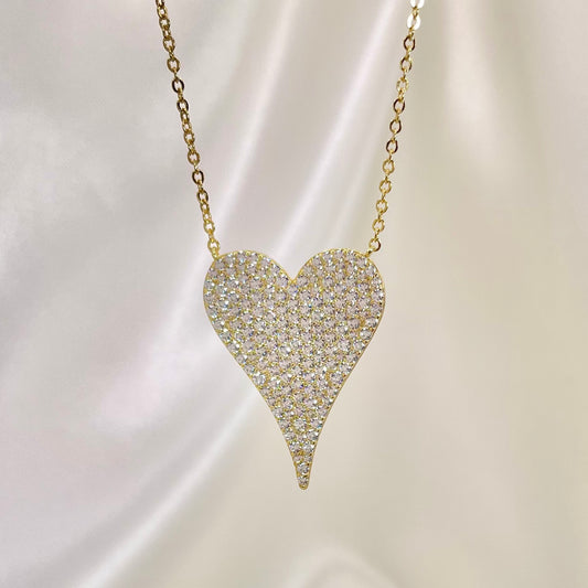 "BIG DROP HEART" SILVER/GOLD NECKLACE