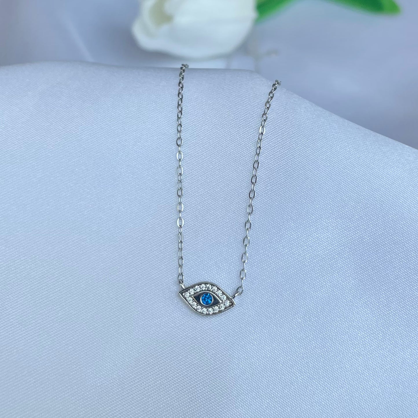 "BLUE EVIL EYE" SILVER/GOLD NECKLACE