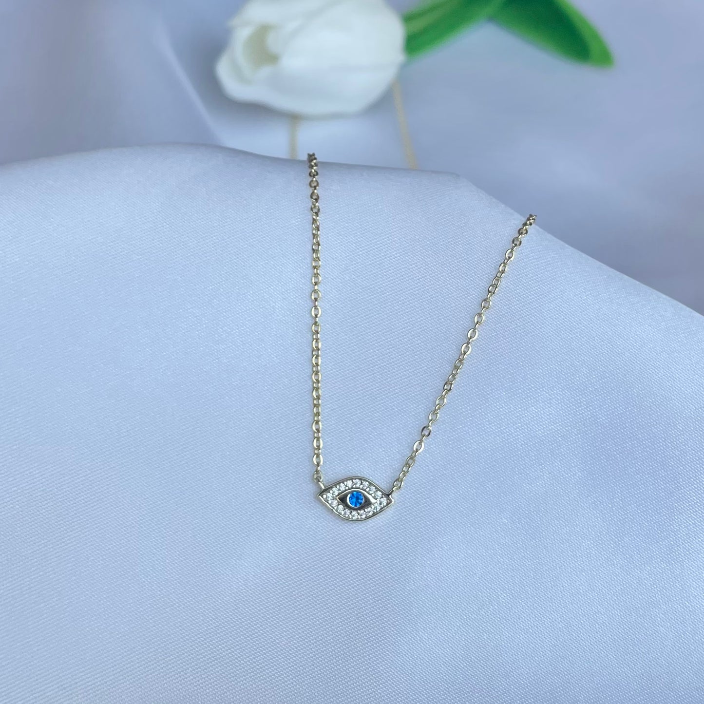 "BLUE EVIL EYE" SILVER/GOLD NECKLACE