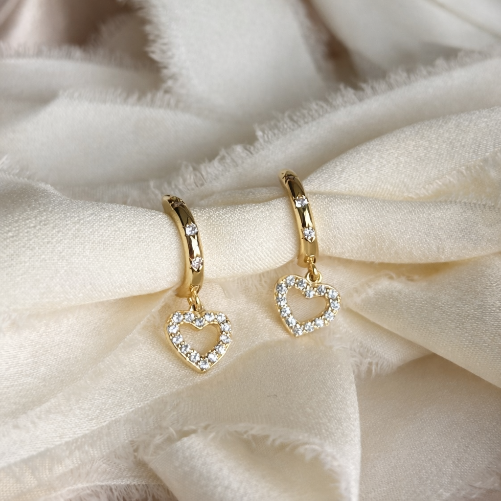 “Amore Hearts” Gold Hoop Earrings